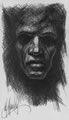Michael Hensley Drawings, Human Head P & Ink 19